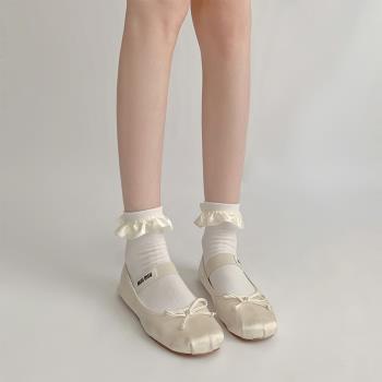 夜間教習室花邊襪子女夏蕾絲洛麗塔公主襪夏季可愛短款白色中筒襪