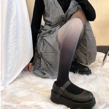 日系大碼天鵝絨黑灰色偽娘絲襪緊身薄款女裝大佬連褲襪cosplay