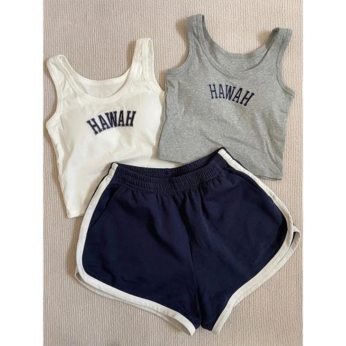 純欲風百搭吊帶打底背心睡衣女夏天休閑短褲家居服大碼套裝帶胸墊