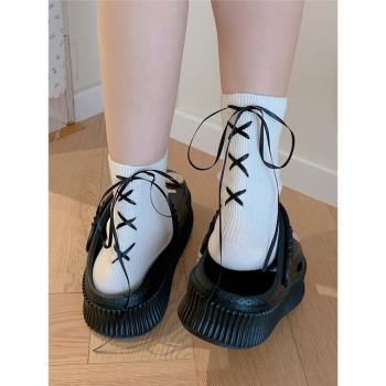 細細條 白色襪子女日系仙女風系帶jk襪夏季甜美花邊蕾絲中筒襪ins