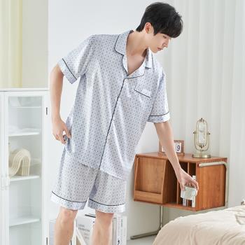Pajamas mens ice silk short sleeved shorts home clothing t