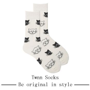 襪子女純棉個性創意卡通貓咪襪子