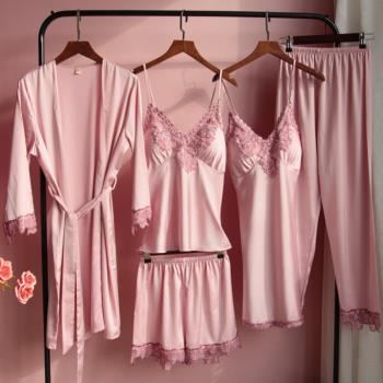 Lace solid color suspender pajama suit蕾絲純色吊帶睡衣套裝女