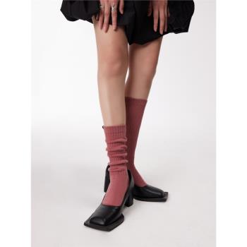 日常通勤又百搭｜mingoto個性純色日系芭蕾條紋中筒襪堆堆小腿襪