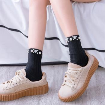 襪子女3雙韓版時尚水鉆珍珠襪子
