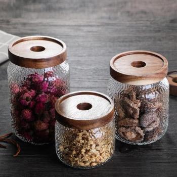 咖啡豆罐儲物罐相思木罐子食品茶葉玻璃密封罐透明儲藏收納罐