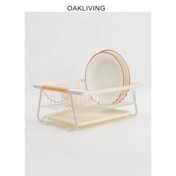 oakliving碗碟盤子瀝水架廚房置物框籃北歐鐵藝小號廚具水杯收納