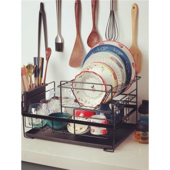 碗碟盤子收納架廚房置物架收納碗筷收納盒臺面瀝水碗架瀝水架家用