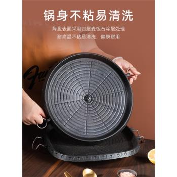 韓式麥飯石不粘烤盤鐵板鐵板燒盤子商用烤肉家用戶外燃氣卡式爐款
