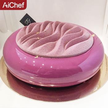 AiChef 圓餅形慕斯烘焙硅膠模具 法式西點河流流水形狀蛋糕裝飾件
