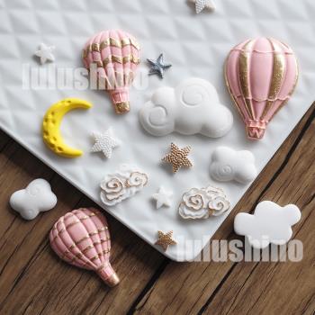 翻糖蛋糕硅膠模具干佩斯巧克力造型模百搭月亮星星云朵彩虹熱氣球