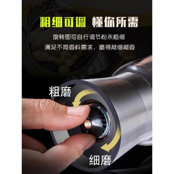 不銹鋼芯胡椒研磨器家用現磨神器黑胡椒粒花椒粉手動研磨瓶調味罐