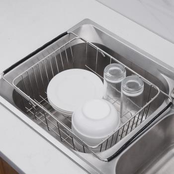 洗碗池瀝水架不銹鋼水槽瀝水碗架可伸縮廚房瀝水籃晾放碗架置物架