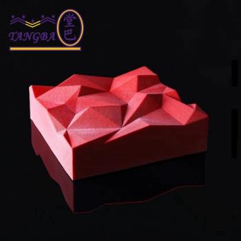 tangba堂巴 法式立體蛋糕模 巖石蛋糕模 正方形磚石慕斯矽膠模具