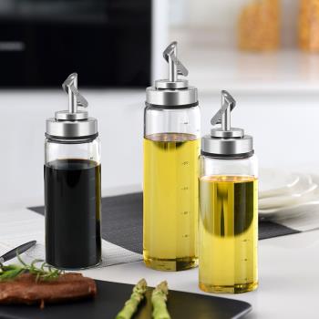自動開蓋油瓶套裝不掛油控油壺玻璃油瓶家用廚房大容量歐式組合裝