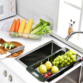 可伸縮水槽置物架家用廚房多功能洗碗池壁掛瀝水架洗菜盆瀝水籃