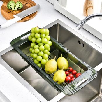 水槽置物架家用廚房伸縮瀝水籃果蔬籃洗碗筷碟多功能洗菜籃瀝碗架