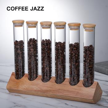 COFFEEJAZZ咖啡豆展示架干果玻璃瓶茶葉試管陳列架透明密封儲存罐