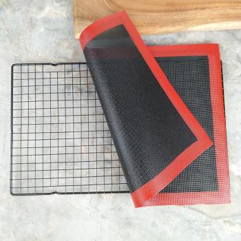 40*30cm耐高溫食品級硅膠玻纖烤盤墊 面包鏤空烤網 雙面可用
