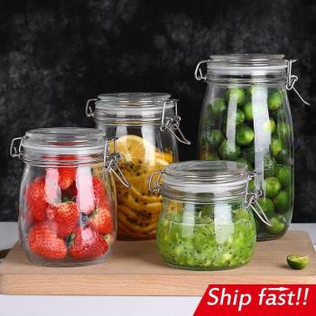 sealed glass jar transparent square food storage large safe