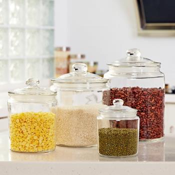 雜糧儲物罐 玻璃瓶廚房收納帶蓋密封罐透明食品五谷豆類茶葉泡酒