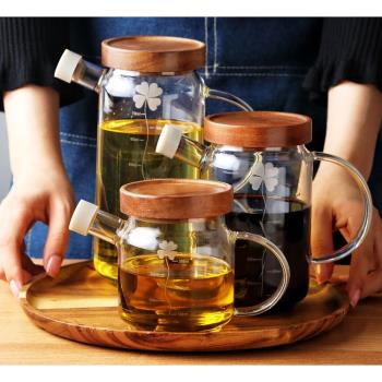 高級玻璃油壺大號三件套裝醬油家用日式加厚耐高溫帶過濾防漏油瓶