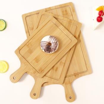 日式竹木披薩盤烘焙面包板牛排板西餐托盤木質家用水果砧板木餐盤
