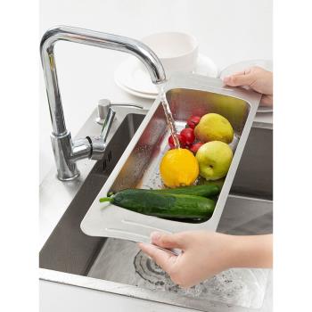 廚房水槽置物架瀝水籃濾水池上方放碗筷盤碟多功能不銹鋼收納架子