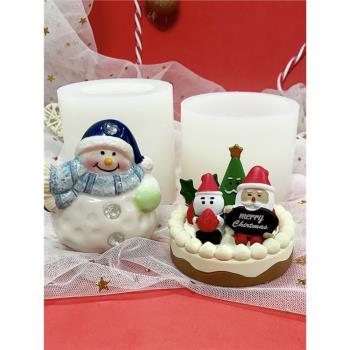 圣誕節雪人老人蠟燭硅膠模具蛋糕烘焙裝飾擴香石香薰滴膠樹脂擺件