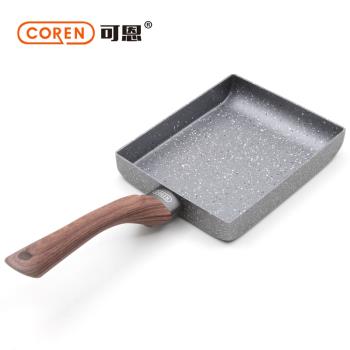 可恩COREN麥飯石系列玉子燒日式方形煎鍋平底不粘鍋厚蛋燒電磁爐