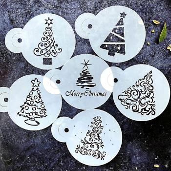 圣誕樹造型節日蛋糕噴花模壓花模翻糖鏤空模板糖粉篩印花繪畫模板