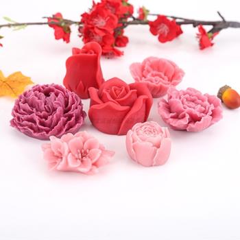 立體玫瑰牡丹櫻花烘焙翻糖巧克力蠟燭石膏滴膠慕斯手工皂硅膠模具