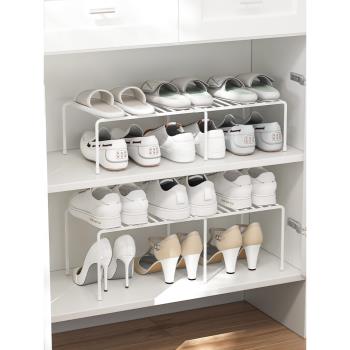 鞋架收納神器鞋柜隔板可伸縮疊加多層內置分隔分層架鞋子省空間