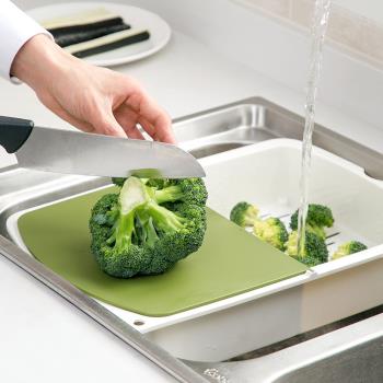居家家日式三合一砧板廚房多功能翻蓋切菜板家用塑料帶瀝水籃案板