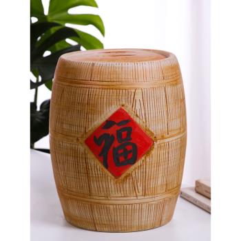 陶瓷米缸景德鎮家用密封10kg帶蓋米桶復古風中式20/30/50斤面粉缸