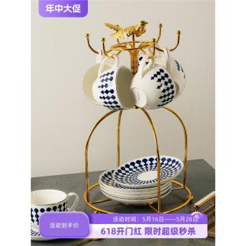 華麗小鳥歐式6頭鐵藝軟裝咖啡杯