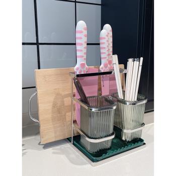 廚房刀架置物架家用多功能臺面筷子籠砧板架放菜板刀具一體收納架