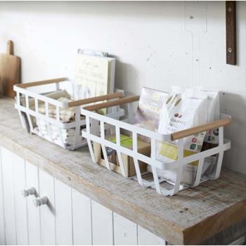 【厲害了 我的廚房】北歐簡約白色鐵藝收納籃 廚房浴室雜物收納筐