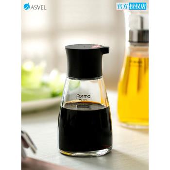 ASVEL廚房用品餐廳醬油醋調味瓶罐 家用玻璃調味料瓶油瓶黑色