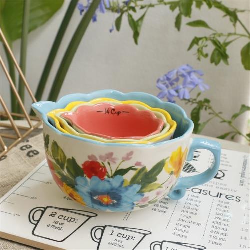 pioneer woman先鋒女人引流花朵陶瓷cup小量碗四件套烘焙蘸料田園