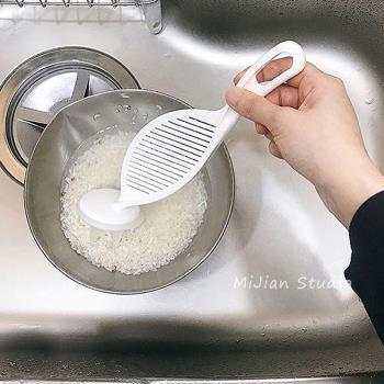 米間食堂 淘米器二合一洗米篩廚房洗米攪拌器多功能淘米勺淘米棒