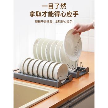 廚房碗碟收納架碗盤置物架家用櫥櫃內建單層放碗碟架子臺面瀝水架