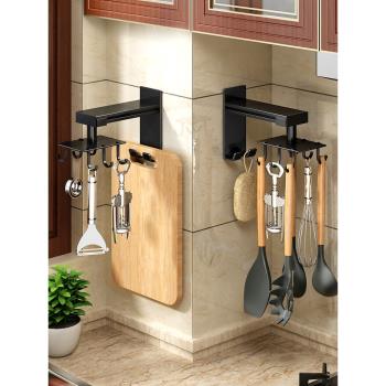 免打孔廚房墻壁收納架置物架旋轉掛鉤鍋鏟勺子廚具用品壁掛式神器