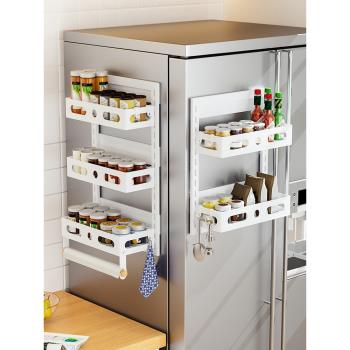 強力磁吸冰箱置物架側收納多層廚房保鮮膜收納架多功能調味品掛架