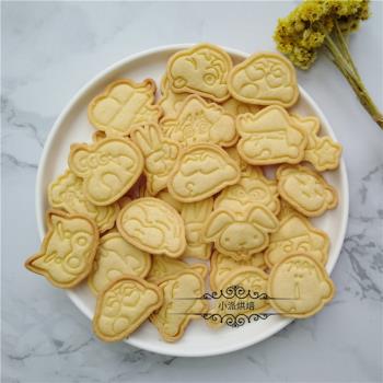 蠟筆小新曲奇餅幹模具烘焙家用卡通可愛小豬兔子3d立體按壓式