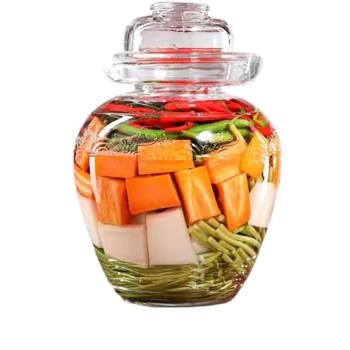 帶內蓋泡菜壇子家用玻璃加厚小號中式密封四川咸菜腌菜缸酸菜罐
