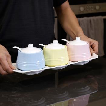 四件套陶瓷調味罐套裝家用鹽味精糖罐廚房用品調料盒收納歐式創意
