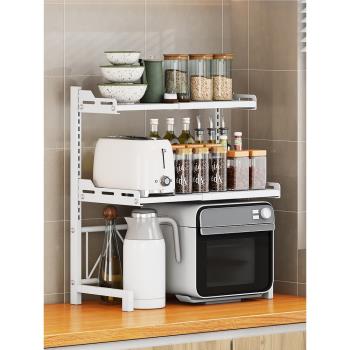 可伸縮廚房置物架家用臺面微波爐架烤箱架子多功能調味品收納支架