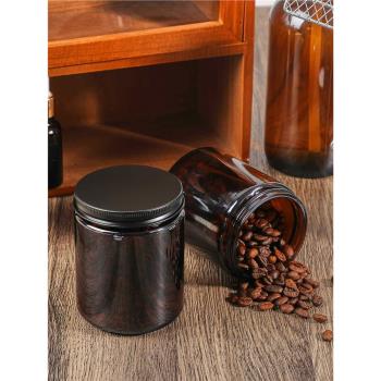 茶色避光瓶茶葉咖啡豆煙草斗草密封罐大容量食品級棕色玻璃遮光瓶