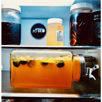 masonjar梅森冰箱果汁罐方形桶帶龍頭玻璃冷水罐美式家用水果茶桶